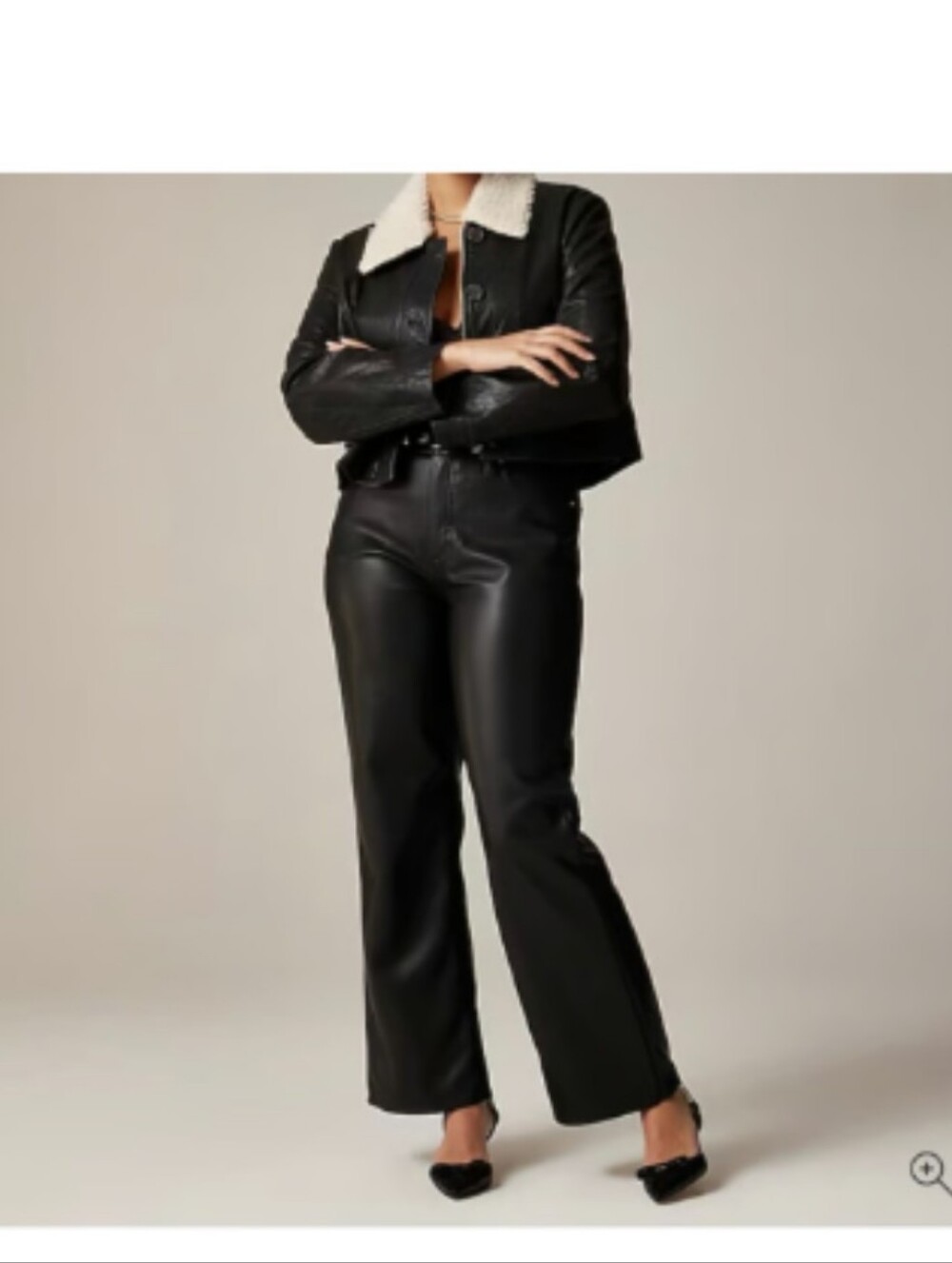 J. Crew Factory Tall Faux Leather Straight Leg Pants Size 29 Tall Black BU810